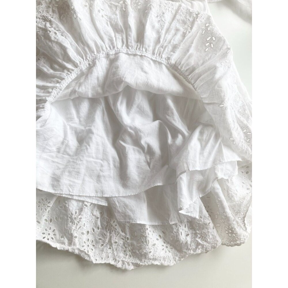 LA VIE By REBECCA TAYLOR Sarcelle White Linen Eyelet Embroidered Dress, Size S - Picture 12 of 16